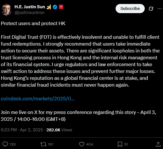 Justin Sun’un Açıklamaları ve Topluluk Tepkileri