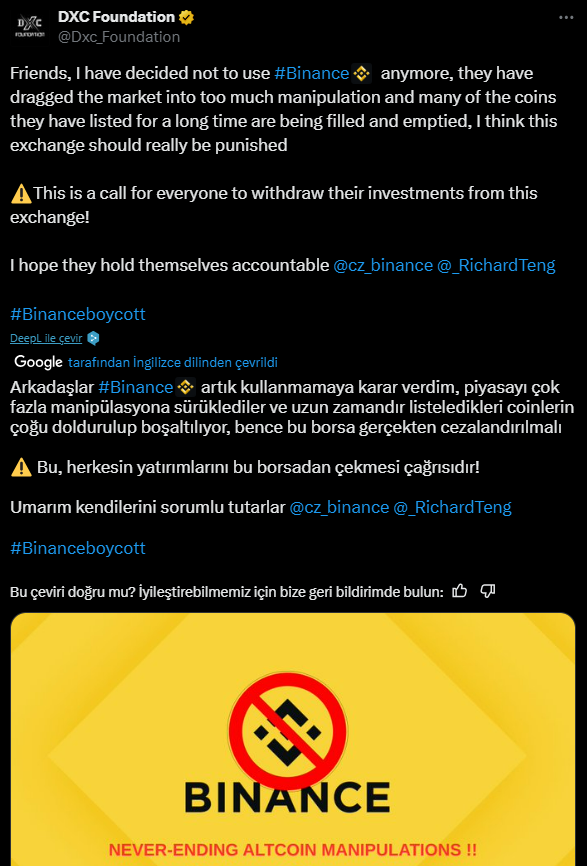 #BoycottBinance ve Güven Krizi